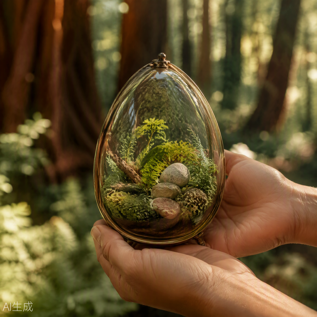 Glass Terrarium with Moss & Stones 4-inch