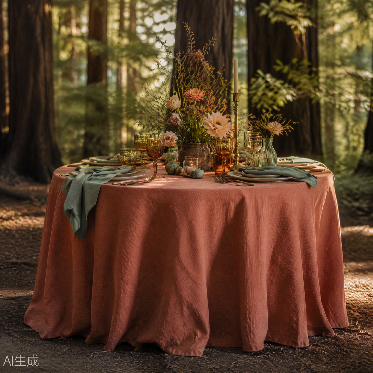 Linen Round Tablecloth 120-inch Natural