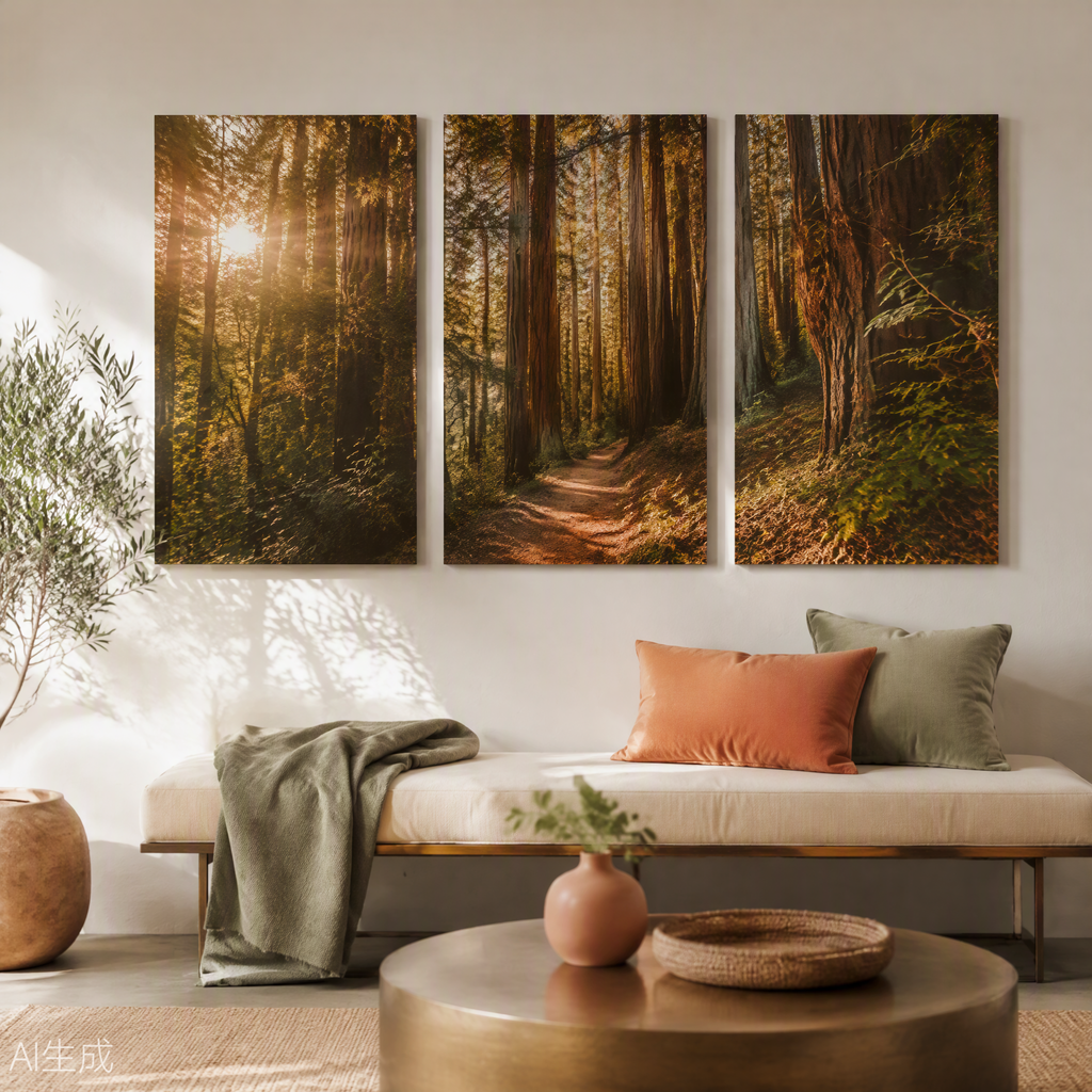 Nestldown Redwoods Limited Edition Canvas Triptych 48x24