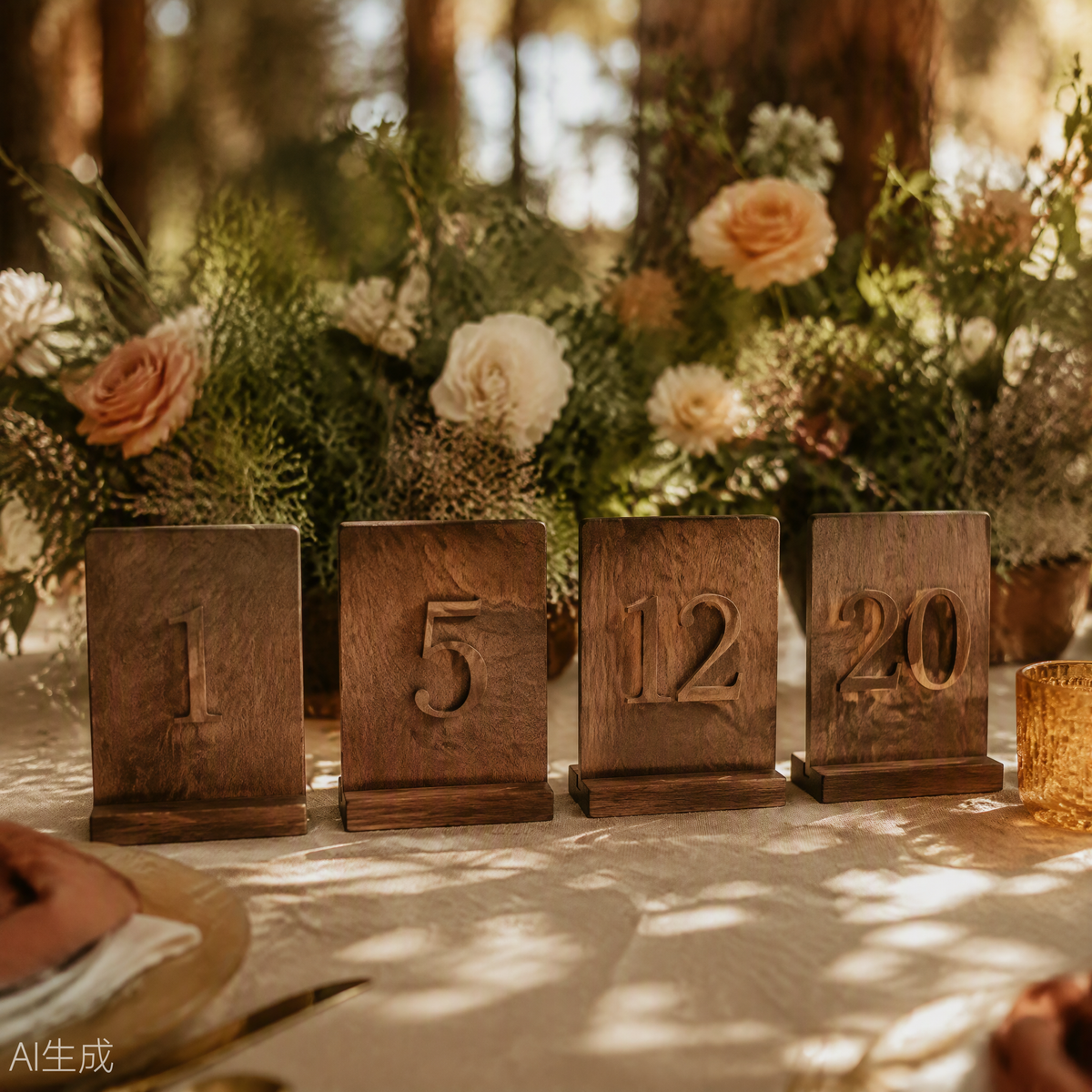 Rustic Wood Table Numbers 1-25